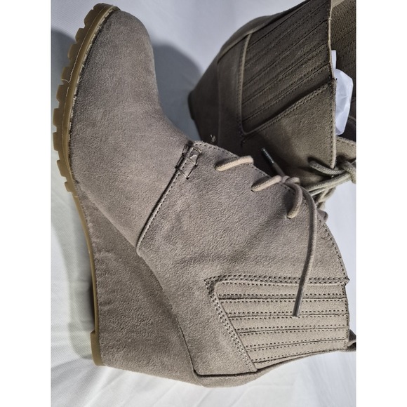 Rampage Women's Harriet Suede Lace Up Ankle Wedge Boots Tan Size 10m NWOB - Picture 5 of 11